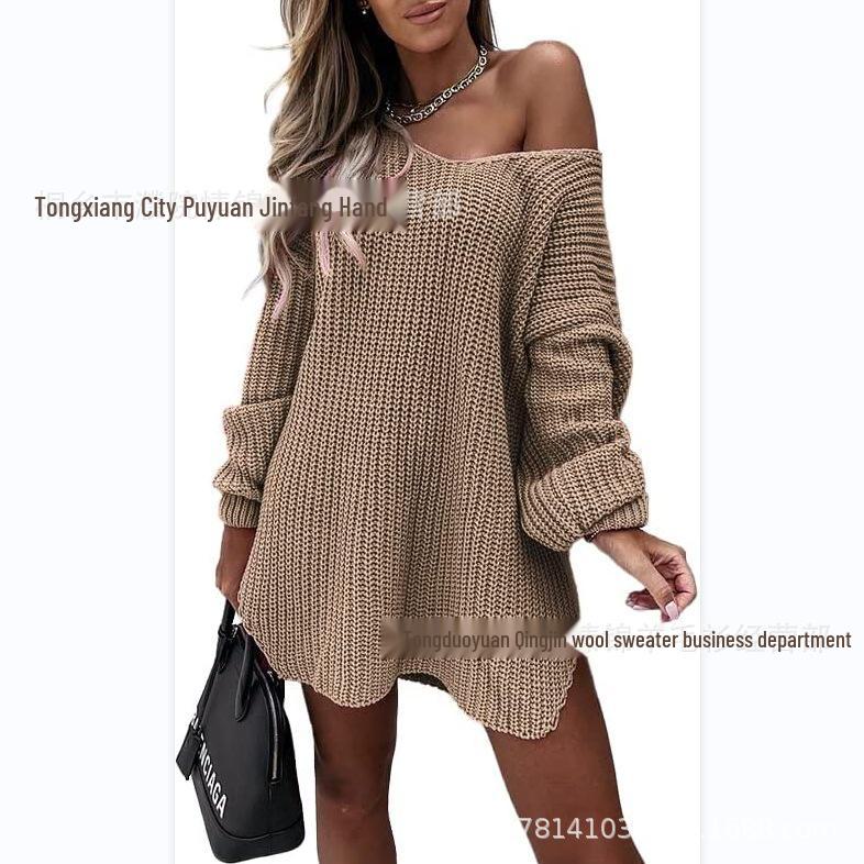 Свитер средней длины с открытыми плечами, V-образным вырезом и разрезом снизу XL верблюд
Свитер средней длины с открытыми плечами, V-образным вырезом и разрезом снизу XL верблюд