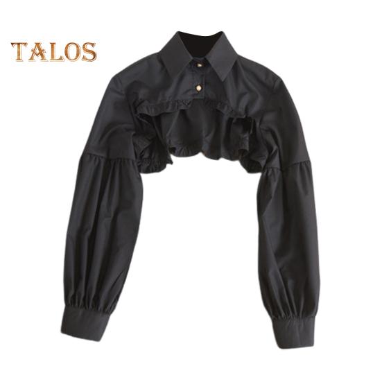 Жіночий фальшивий комір з лацканами з ліхтариком і довгим рукавом, однобортний комір із рюшами і швами, накладний комір, однотонний светр, декоративний комір чорний
Жіночий фальшивий комір з лацканами з ліхтариком і довгим рукавом, однобортний комір із рюшами і швами, накладний комір, однотонний светр, декоративний комір чорний