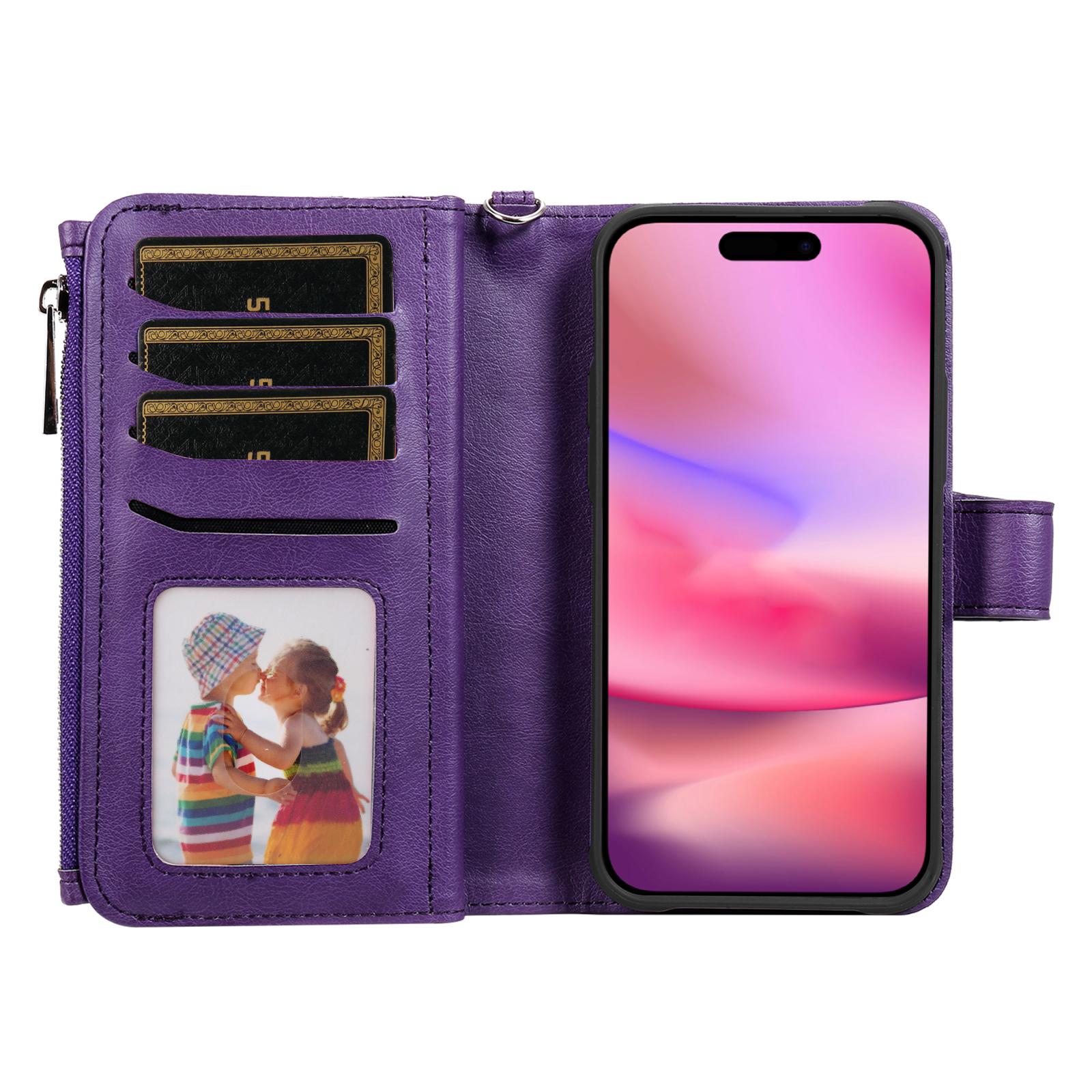 For iPhone 16 Magnetic Leather Case Mobile Cover with Detachable Zipper Wallet Strap Purple
For iPhone 16 Magnetic Leather Case Mobile Cover with Detachable Zipper Wallet Strap Purple