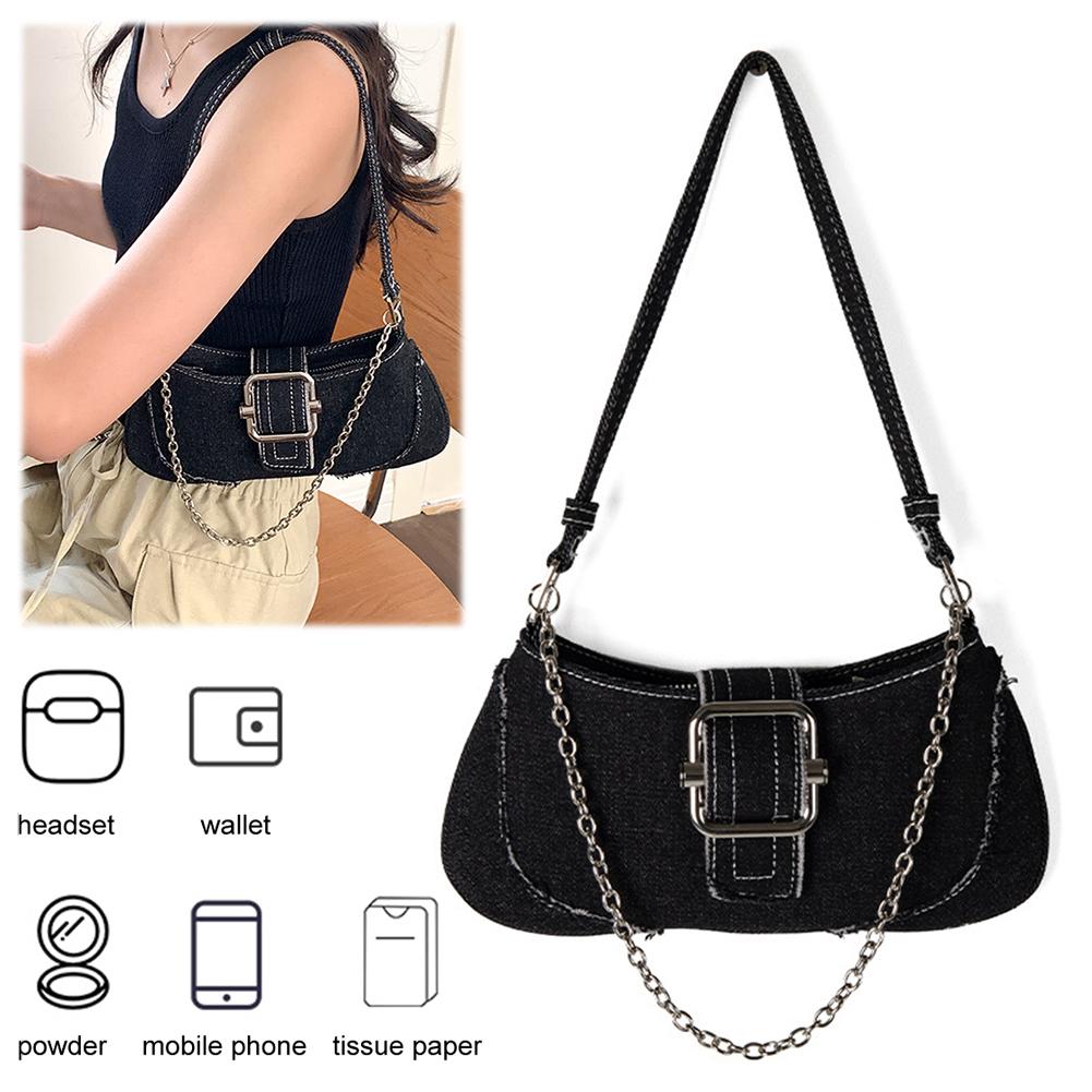 Women Denim Underarm Bag Fashion Shoulder Bag Hasp & Zip Closure Elegant Tote Purse Solid Color Vintage for Outdoor Travel
Women Denim Underarm Bag Fashion Shoulder Bag Hasp & Zip Closure Elegant Tote Purse Solid Color Vintage for Outdoor Travel