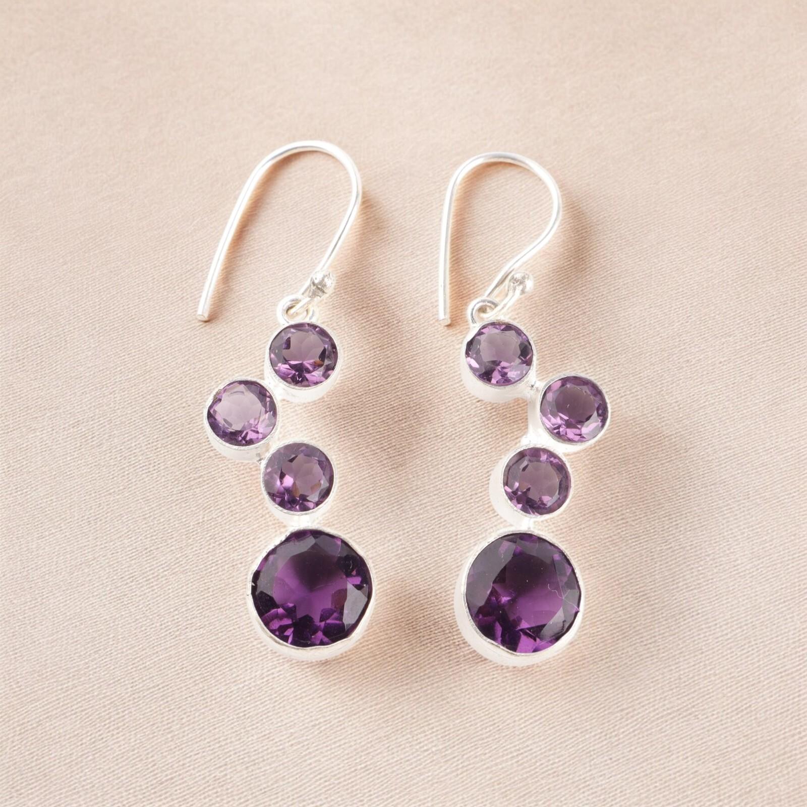 925 Sterling Silver Amethyst Gemstone Drop/Dangle Earrings Jewelry Gift For Mom EE-161-6
925 Sterling Silver Amethyst Gemstone Drop/Dangle Earrings Jewelry Gift For Mom EE-161-6