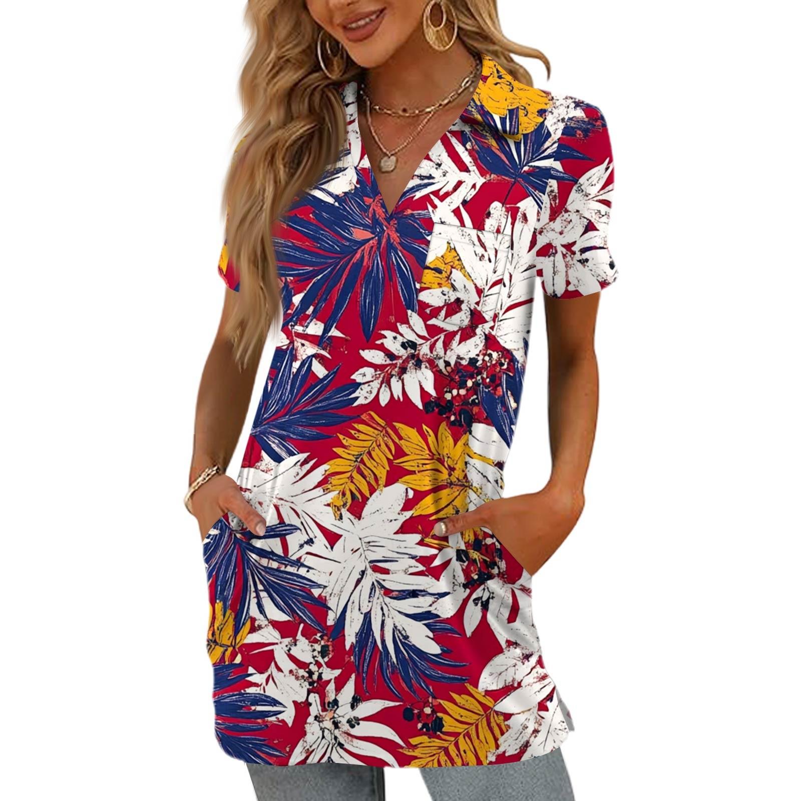 Women s Summer Fashion Casual Printing V-neck Short-sleeved With Pockets Hem Open Fork Shirt Long Tops L
Women s Summer Fashion Casual Printing V-neck Short-sleeved With Pockets Hem Open Fork Shirt Long Tops L