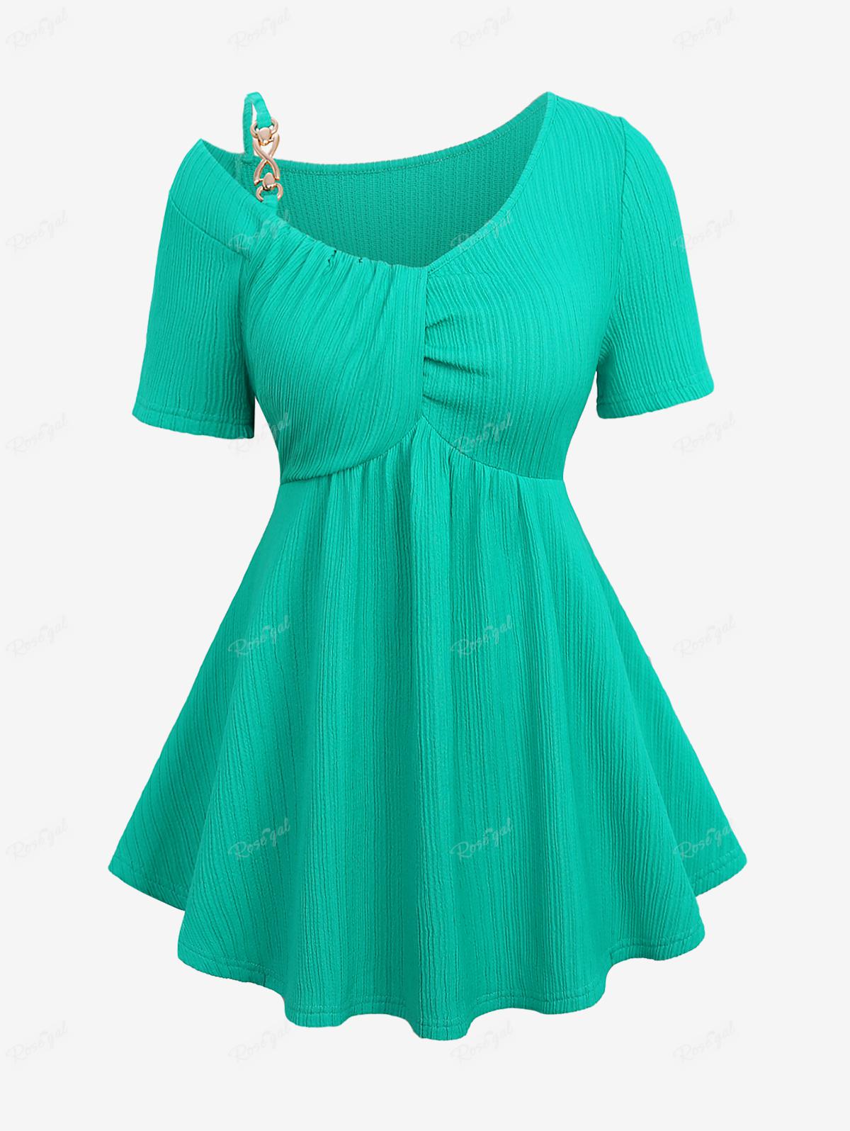 Rosegal Plus Size Асимметричный воротник и цепочка на ремешках однотонный текстурированный топ в рубчик L зелёный
Rosegal Plus Size Асимметричный воротник и цепочка на ремешках однотонный текстурированный топ в рубчик L зелёный