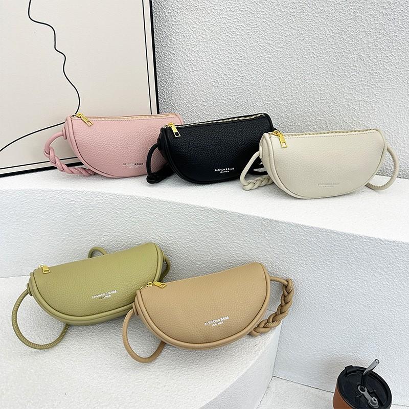 2025 новая мода классическая сумка-седло полумесяц женская однотонная в зарубежном стиле универсальная на плечо/кроссбоди сумка-мессенджер с узором личи one size fits all хаки