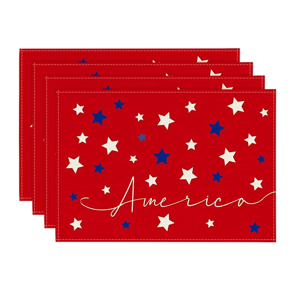 Red Blue Stars America Patriotic 4th of July Placemats Set of 4, 12 x 18 Inch Seasonal Holiday Table Mats for Party Dining Table Decoration 12 x 18 , Rectangle 4 Pcs
Red Blue Stars America Patriotic 4th of July Placemats Set of 4, 12 x 18 Inch Seasonal Holiday Table Mats for Party Dining Table Decoration 12 x 18 , Rectangle 4 Pcs