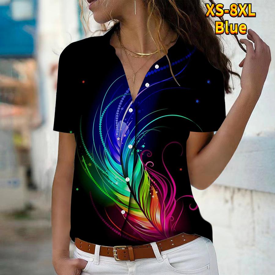 2025 Summer New Fashion Women s Feather Printed Short Sleeve V-neck Casual Button-down Shirt Top XS синій
2025 Summer New Fashion Women s Feather Printed Short Sleeve V-neck Casual Button-down Shirt Top XS синій