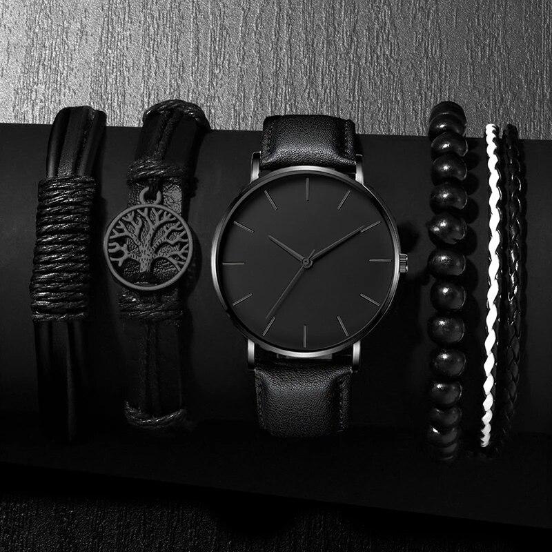 5PCS Set Fashion Mens Sports Watches Man Business Quartz Wristwatch Luxury Leather Bracelet Men Casual Clock Watch
5PCS Set Fashion Mens Sports Watches Man Business Quartz Wristwatch Luxury Leather Bracelet Men Casual Clock Watch