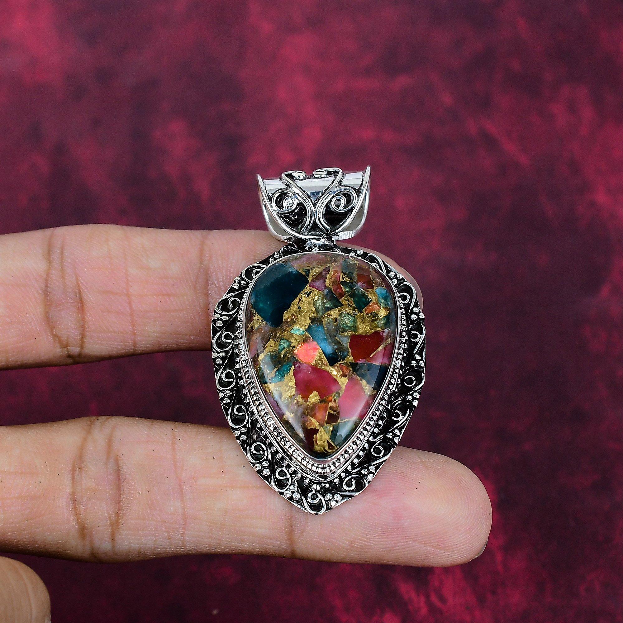 Многоцветный медный бирюзовый кулон ручной работы с драгоценными камнями, кулон из стерлингового серебра 925 пробы, дизайнерский кулон 2.04 Inches
Многоцветный медный бирюзовый кулон ручной работы с драгоценными камнями, кулон из стерлингового серебра 925 пробы, дизайнерский кулон 2.04 Inches