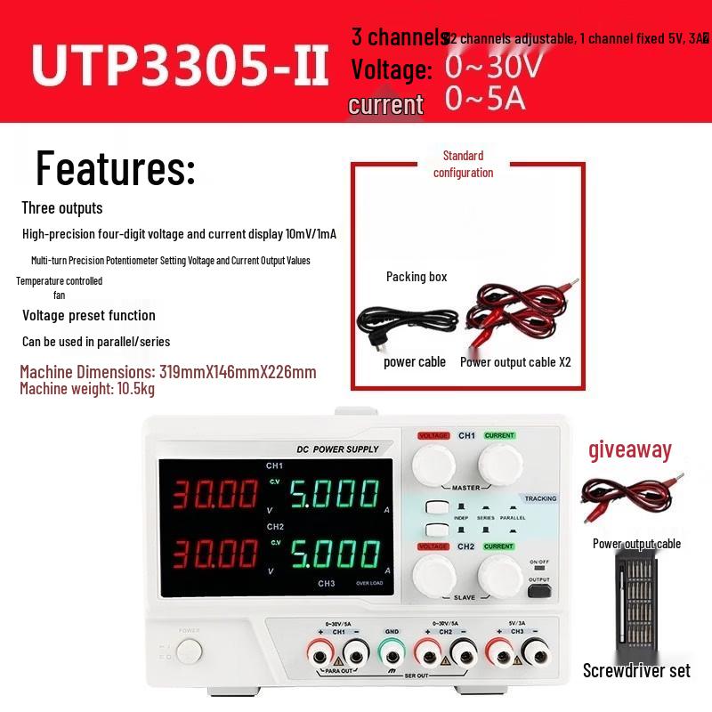 Rongyu UTP8303C 3-Channel DC Regulated Power Supply
Rongyu UTP8303C 3-Channel DC Regulated Power Supply