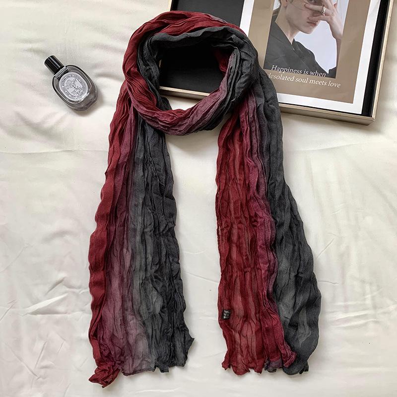 Женский ретро шарф-шаль из хлопка и льна с принтом тай-дай - Зимняя коллекция 2024