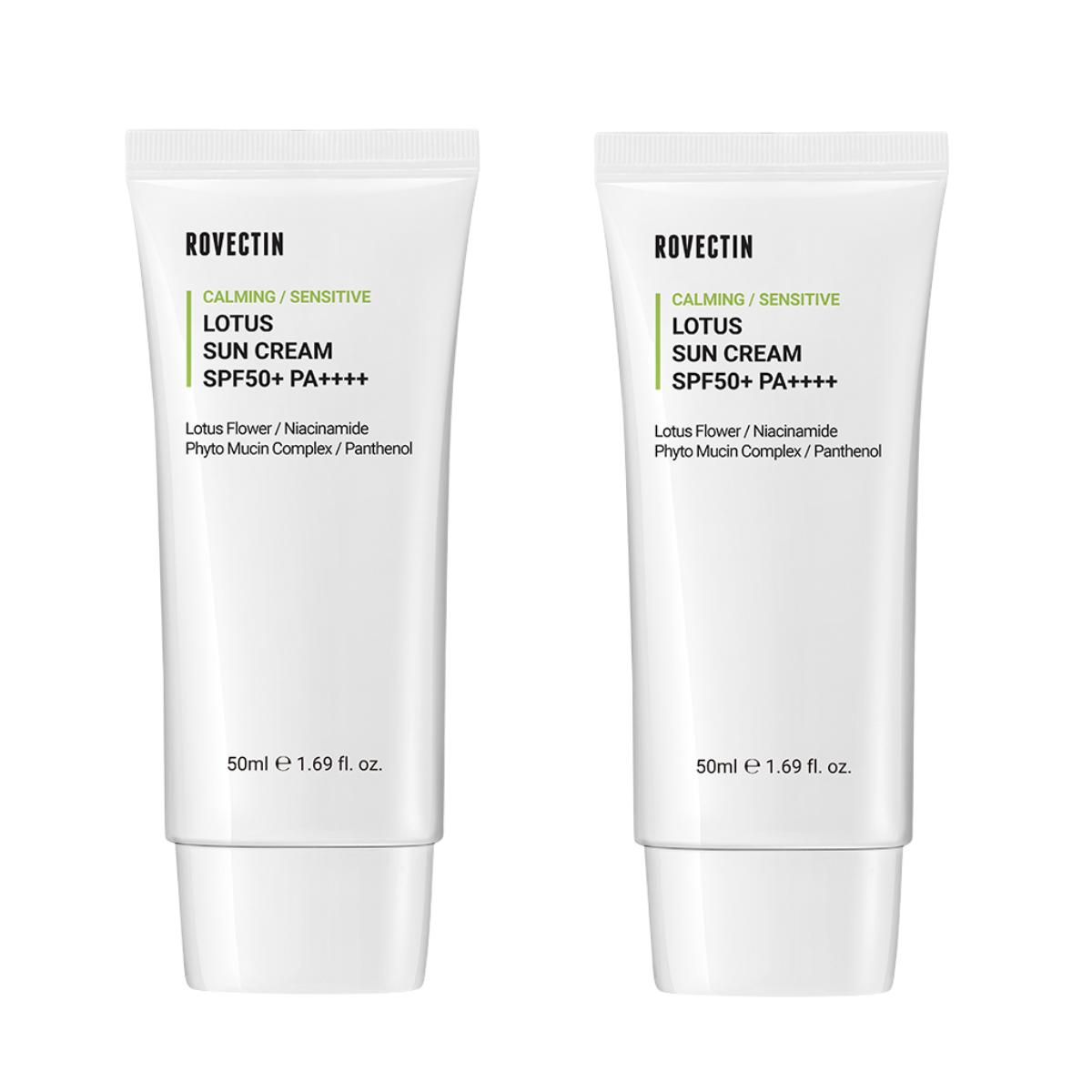 Rovectin Calming Lotus Sunscreen Set (2pcs) - SPF50+ PA++++ Vegan Chemical Sunscreen with Lotus Water for Sensitive Skin 50ml x 2
Rovectin Calming Lotus Sunscreen Set (2pcs) - SPF50+ PA++++ Vegan Chemical Sunscreen with Lotus Water for Sensitive Skin 50ml x 2