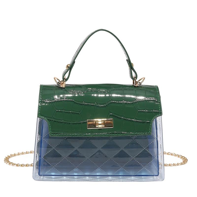 Transparent spring new splicing chain, foreign-style large-capacity portable shoulder messenger bag, lady зелений
Transparent spring new splicing chain, foreign-style large-capacity portable shoulder messenger bag, lady зелений