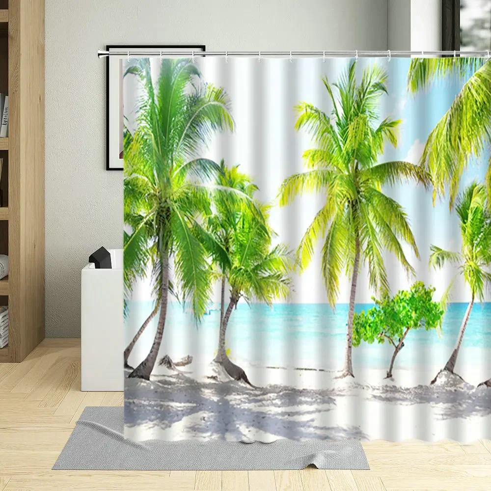 Green Plants Scenery Bathroom Curtains Beach Coconut Tree Shower Curtain Waterproof Polyester Bathtub Decor Screen With Hooks W220XH180cm
Green Plants Scenery Bathroom Curtains Beach Coconut Tree Shower Curtain Waterproof Polyester Bathtub Decor Screen With Hooks W220XH180cm