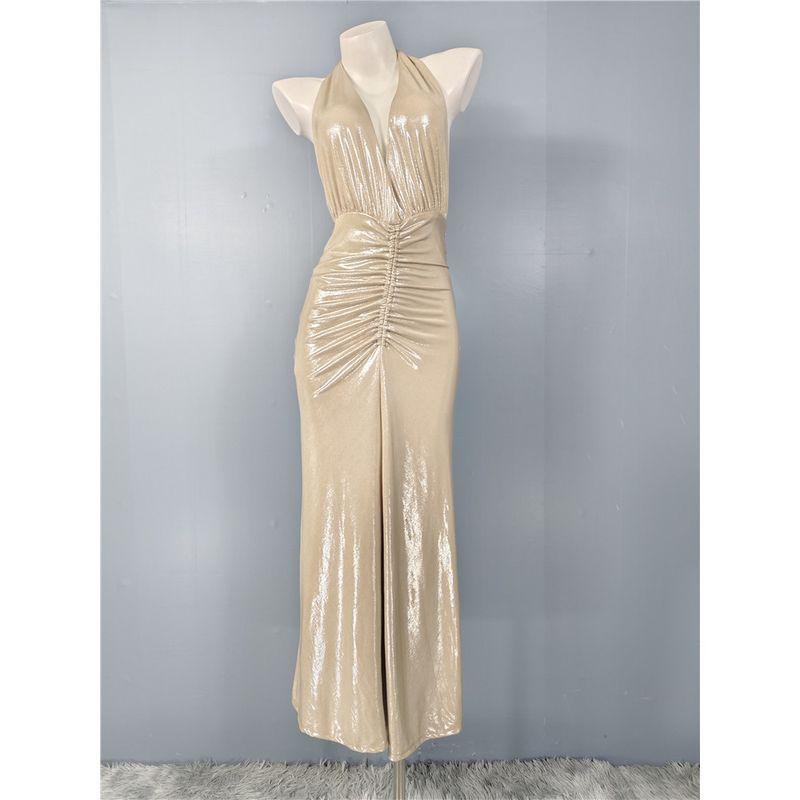 Foreign Trade Order Za s High end Aura Bright Silk Shiny Annual Meeting Birthday Party Guest dresses Halter Long dress Silver Glittering XS
Foreign Trade Order Za s High end Aura Bright Silk Shiny Annual Meeting Birthday Party Guest dresses Halter Long dress Silver Glittering XS