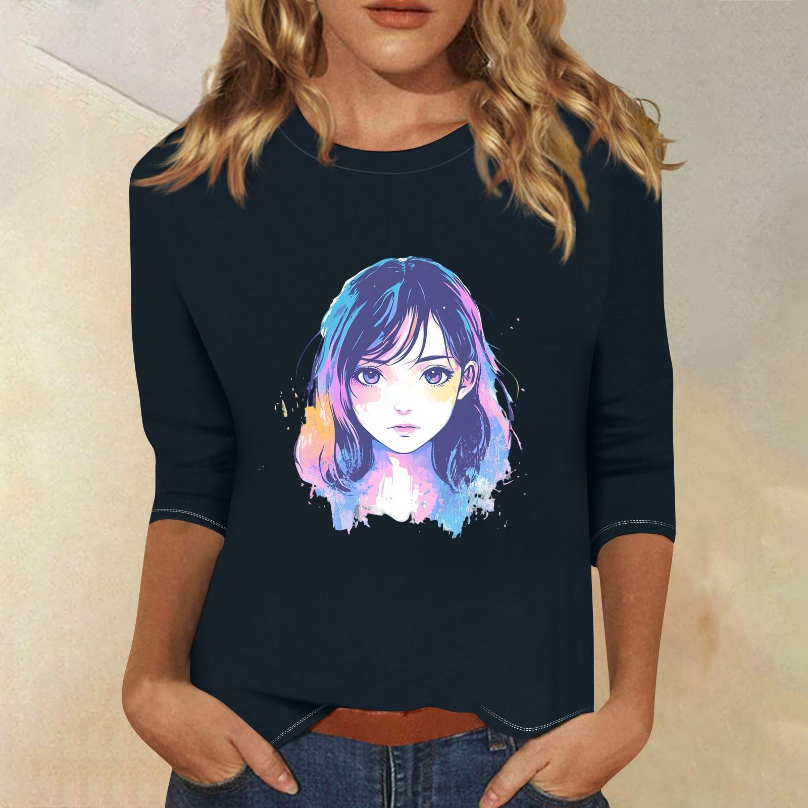 3/4 Sleeve Tops For Women T-Shirt Casual Print Tops T Shirt Round Neck Pullover Blouse L Темно-синій
3/4 Sleeve Tops For Women T-Shirt Casual Print Tops T Shirt Round Neck Pullover Blouse L Темно-синій