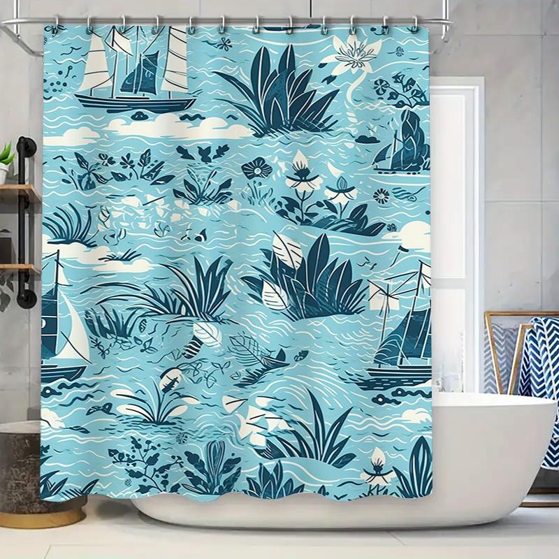 Blue Floral Shower Curtain Decorative Waterproof Bath Mat Polyester Rug for Bathroom Accessories with Hooks XS 36 x72 90x180cm
Blue Floral Shower Curtain Decorative Waterproof Bath Mat Polyester Rug for Bathroom Accessories with Hooks XS 36 x72 90x180cm