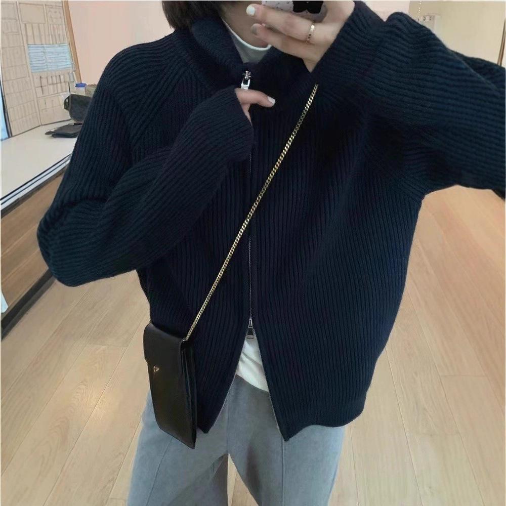 Кардиган на молнии с подплечниками, воротником-стойкой, женское вязаное пальто, новый свитер с лацканами One Size
Кардиган на молнии с подплечниками, воротником-стойкой, женское вязаное пальто, новый свитер с лацканами One Size