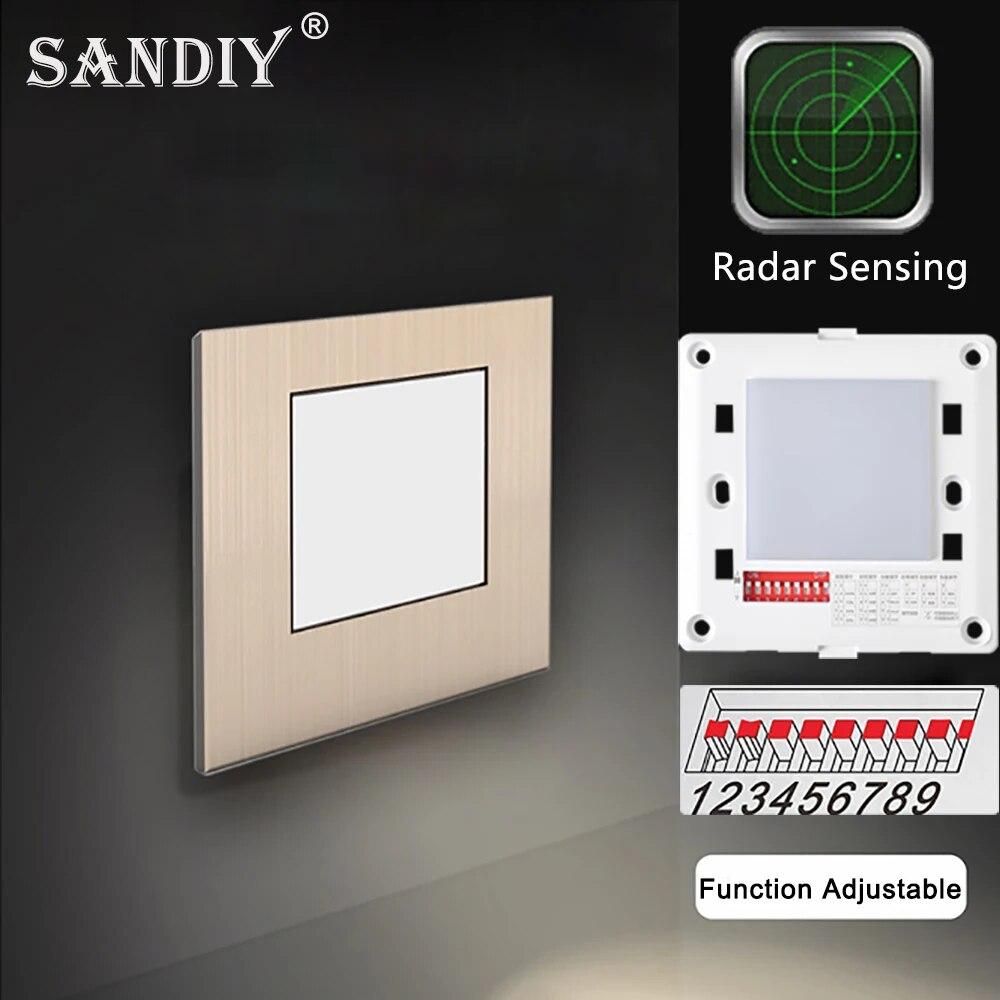 SANDIY регулируемая лестничная лампа с датчиком Pir, светодиодный ночник, радарное зондирование, умное внутреннее настенное бра для стремянки, шкафа для спальни