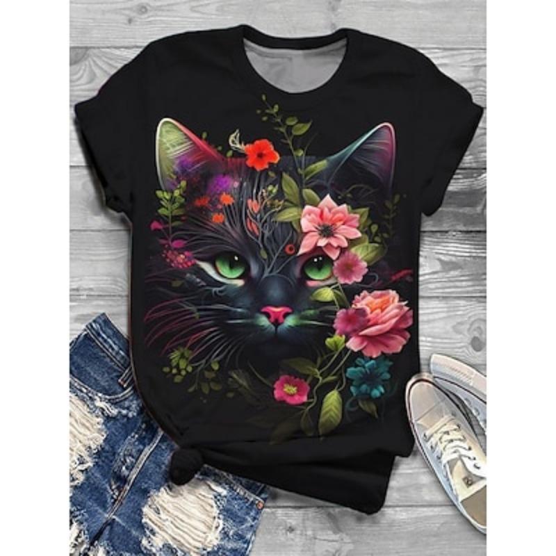 Women s T Shirt Fashion Funny Floral Cat Print Short Sleeve Regular Tops Round Neck Holiday Summer 2XL
Women s T Shirt Fashion Funny Floral Cat Print Short Sleeve Regular Tops Round Neck Holiday Summer 2XL