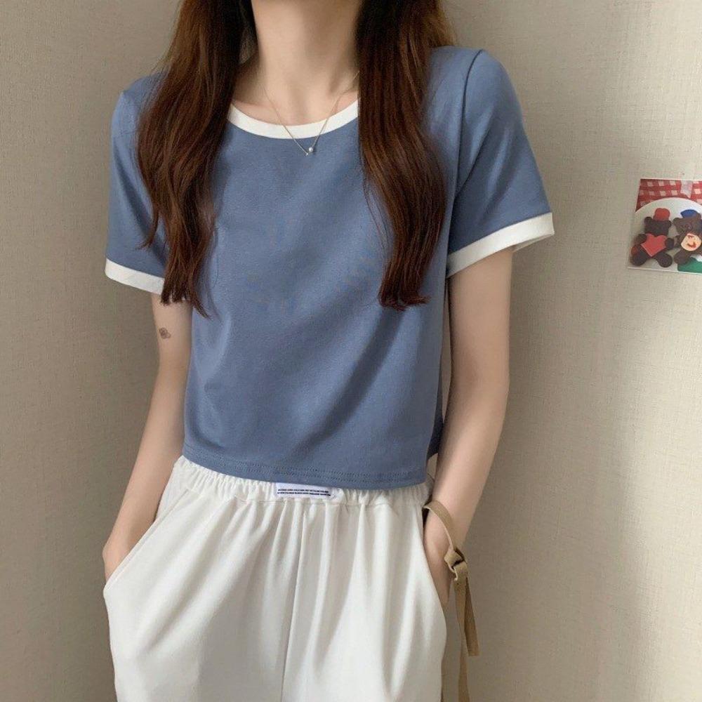 Pullover Square Neck Pure Color T Shirt Slim Fit Short Sleeved Cotton Crop Top Fashion Girls L синій
Pullover Square Neck Pure Color T Shirt Slim Fit Short Sleeved Cotton Crop Top Fashion Girls L синій