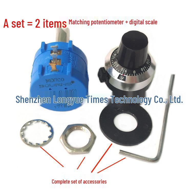 10K Precision Multi-Turn Potentiometer with Rotary Scale Dial and Metal Knob
10K Precision Multi-Turn Potentiometer with Rotary Scale Dial and Metal Knob
