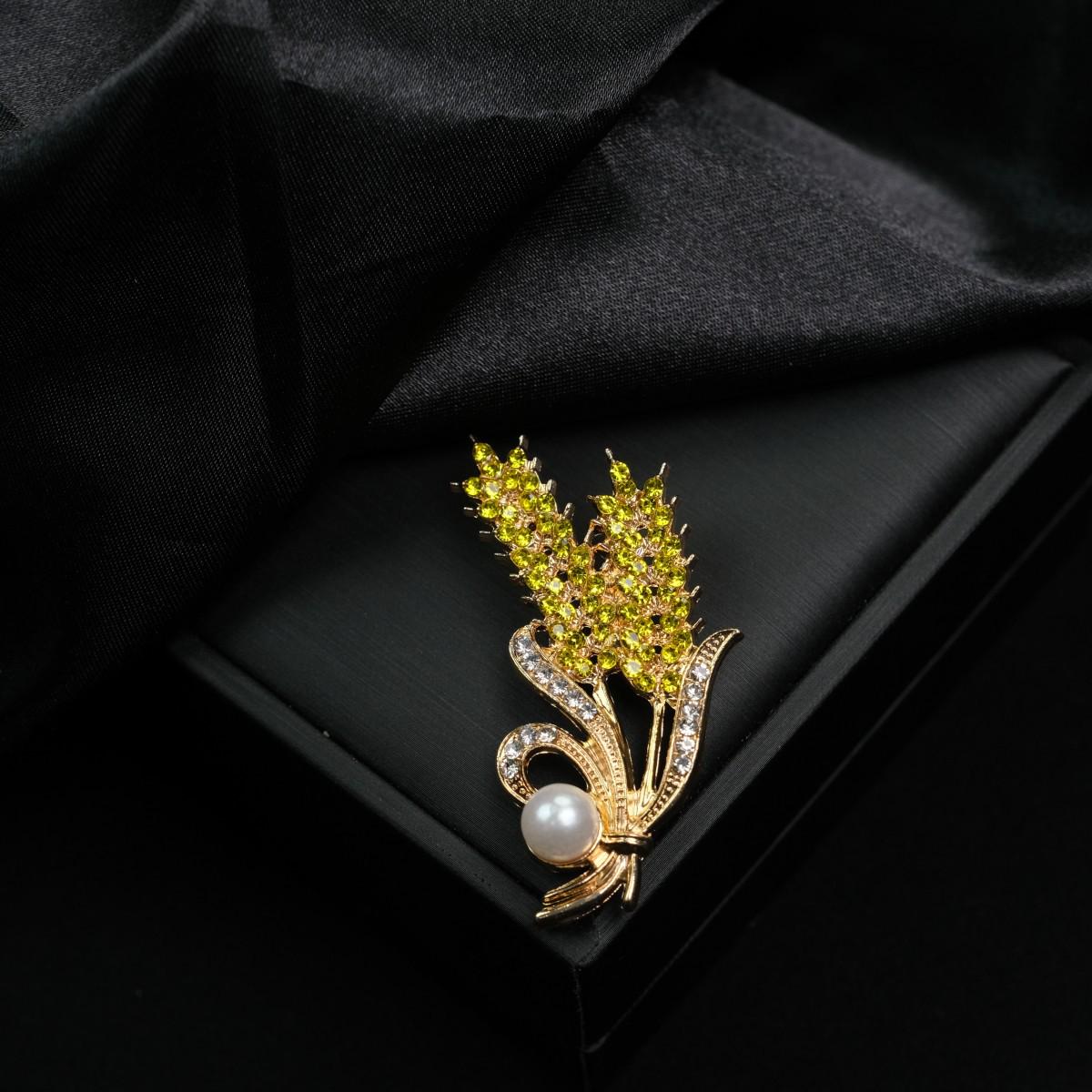 Элегантная брошь в виде колоска пшеницы для женщин - Высококлассная, модная, легкая роскошная булавка для пальто и костюмов