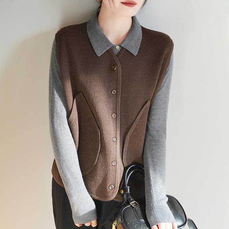 Новый трикотажный кардиган с V-образным вырезом и двойными карманами однотонного цвета, свободного кроя и без рукавов, для весны, осени и зимы XL коричневый
Новый трикотажный кардиган с V-образным вырезом и двойными карманами однотонного цвета, свободного кроя и без рукавов, для весны, осени и зимы XL коричневый