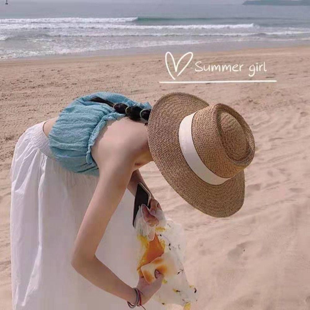 Fashion Flat Hat Beach Cap Sun Visor British Style Top Hat French Straw Hat Sun Hat Weave Sun Cap khaki-A
Fashion Flat Hat Beach Cap Sun Visor British Style Top Hat French Straw Hat Sun Hat Weave Sun Cap khaki-A