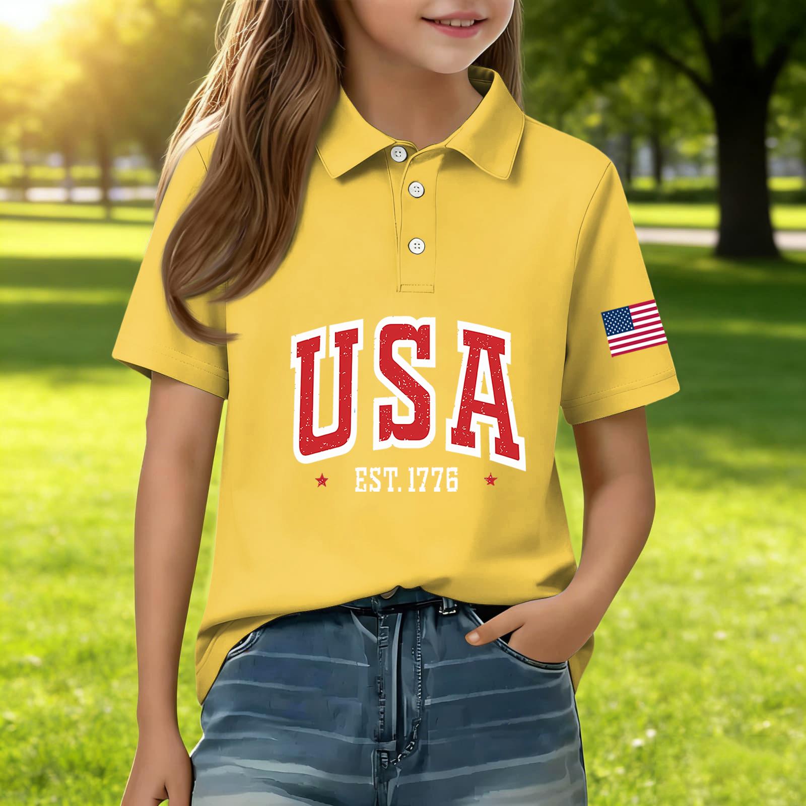 Kids Casual Short Sleeve Shirt Independence Day Print T Shirt Polo Shirt Boys Girls Summer Top Lightweight Comfortable 160 жовтий
Kids Casual Short Sleeve Shirt Independence Day Print T Shirt Polo Shirt Boys Girls Summer Top Lightweight Comfortable 160 жовтий