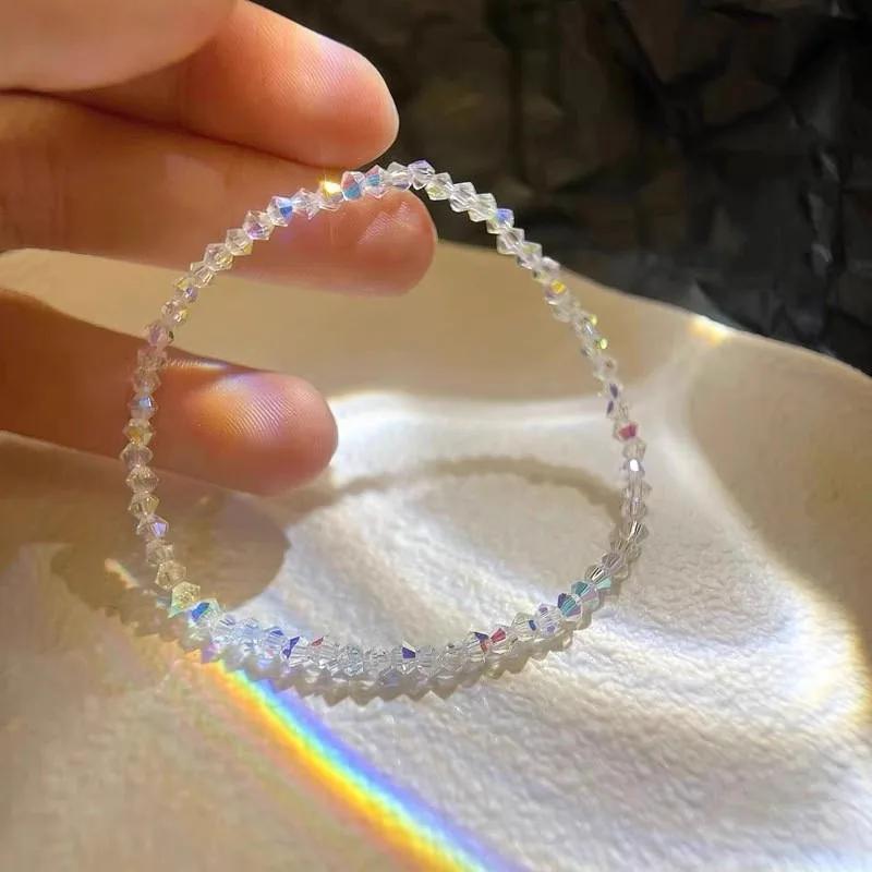 Shiny Transparent White Thin Crystal Bracelet for Women Simple Refracted Colorful Light Stretch Bracelet Jewelry Party Gift
Shiny Transparent White Thin Crystal Bracelet for Women Simple Refracted Colorful Light Stretch Bracelet Jewelry Party Gift