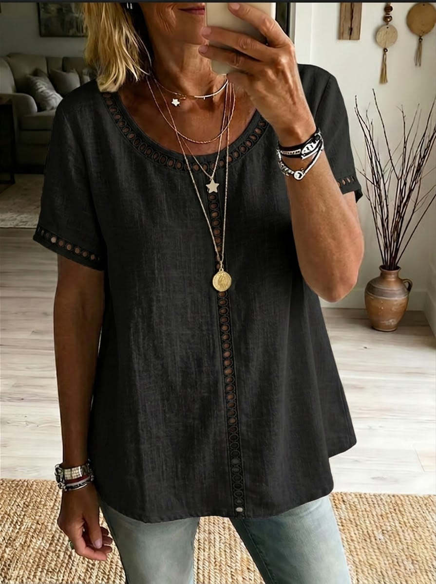 Women s Casual Linen Short Sleeve Tunic Top Summer Hollow Out Blouse Shirt S чёрный
Women s Casual Linen Short Sleeve Tunic Top Summer Hollow Out Blouse Shirt S чёрный