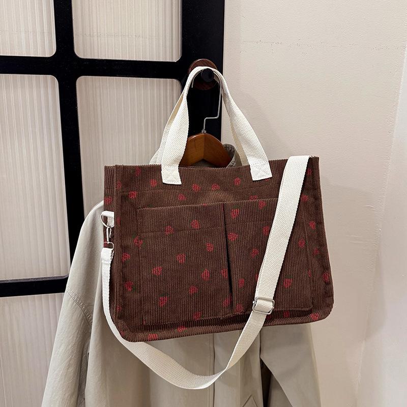 Corduroy Strawberry Print Tote Bag Women Large Capacity Shoulder Bag With Multiple Pocket Adjustable Strap Commut Casual Handbag 30x15x27cm
Corduroy Strawberry Print Tote Bag Women Large Capacity Shoulder Bag With Multiple Pocket Adjustable Strap Commut Casual Handbag 30x15x27cm