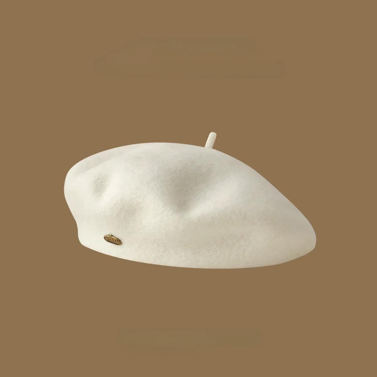 Women High Quality Wool Beret Metal Copper Buckle Solid Color Painter Hat Satin Embroidery Vintage Logo Beanie Hat 54-59cm
Women High Quality Wool Beret Metal Copper Buckle Solid Color Painter Hat Satin Embroidery Vintage Logo Beanie Hat 54-59cm