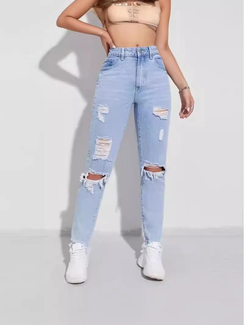 2024 High-Quality Women s Ripped Denim Jeans - European and American Solid Color Long Pants L світло-синій колір
2024 High-Quality Women s Ripped Denim Jeans - European and American Solid Color Long Pants L світло-синій колір