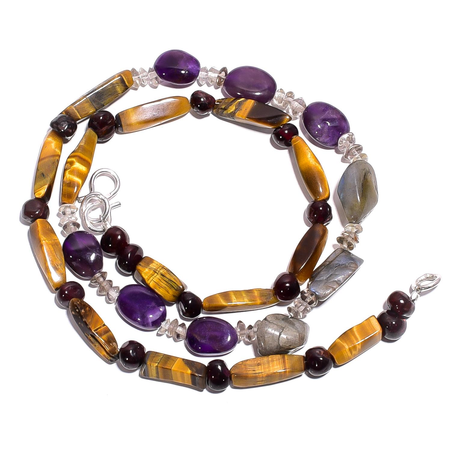 Natural Tiger Eye Amethyst Labradorite Gemstone Smooth Beads Necklace 17 UB4907 UB-4907
Natural Tiger Eye Amethyst Labradorite Gemstone Smooth Beads Necklace 17 UB4907 UB-4907