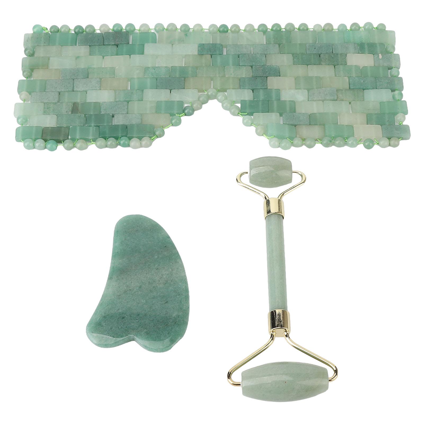 Нефритовый роликовый роликовый охлаждающий снимает отечность, регулируемый комплект для глаз из нефрита, зеленый