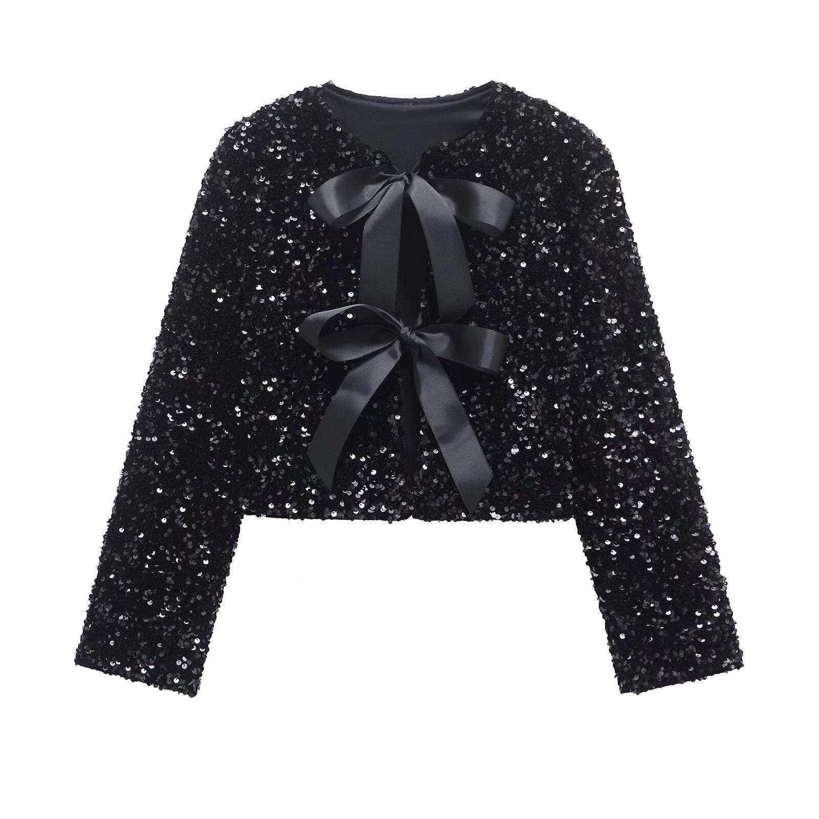 Топ с пайетками в стиле пэчворк и завязками-бантами для женщин - Весна/Лето 2025 Medium чёрный
Топ с пайетками в стиле пэчворк и завязками-бантами для женщин - Весна/Лето 2025 Medium чёрный
