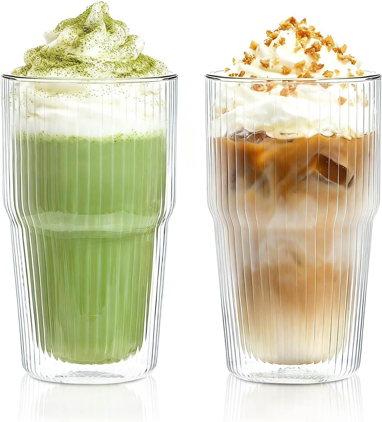 KEMORELA 2PCS Borosilicate 473ML Double Wall Tumbler Glass Coffee Mugs with Striped Design for Iced Coffee,Bubble Tea and Juice 473ML
KEMORELA 2PCS Borosilicate 473ML Double Wall Tumbler Glass Coffee Mugs with Striped Design for Iced Coffee,Bubble Tea and Juice 473ML