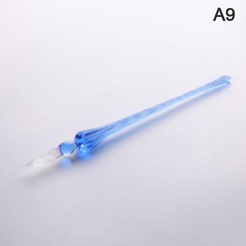 1 шт. винтажная стеклянная перьевая ручка ручной работы с чернилами для письма, инструмент для офиса светло-синий