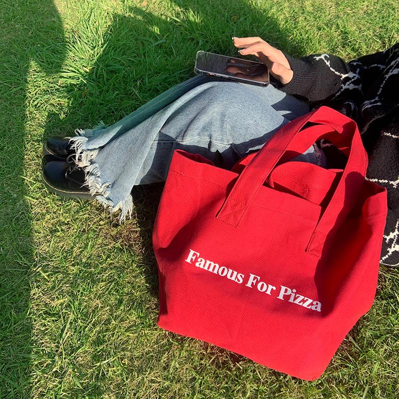 Новая нишевая красная повседневная холщовая сумка через плечо с принтом букв