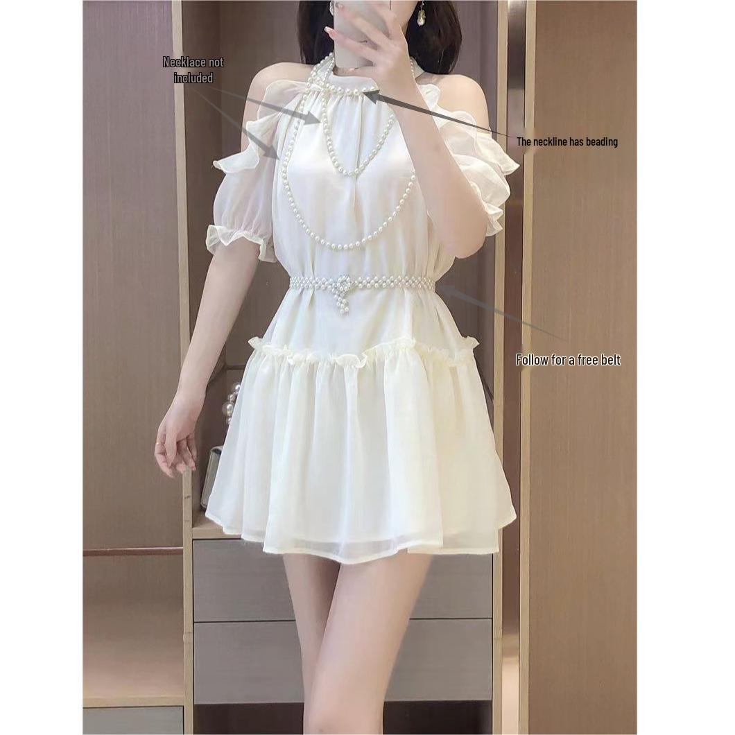 Elegant Halter Neck Off-Shoulder Summer Dress for Women, Petite Fit, Youthful Fairy-Like Short Princess Skirt S (recommended weight 80-94 jin)
Elegant Halter Neck Off-Shoulder Summer Dress for Women, Petite Fit, Youthful Fairy-Like Short Princess Skirt S (recommended weight 80-94 jin)