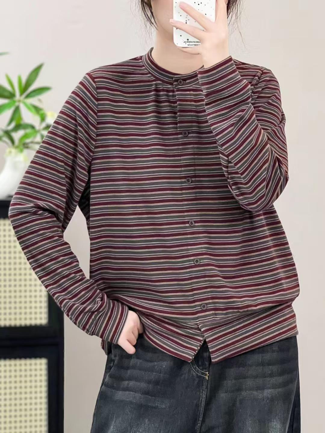 Autumn and winter 2025 new literary and retro personalized striped cotton-padded clothes contrasting colors versatile long-sleeved daily t-shirt outer one size fits all красный
Autumn and winter 2025 new literary and retro personalized striped cotton-padded clothes contrasting colors versatile long-sleeved daily t-shirt outer one size fits all красный