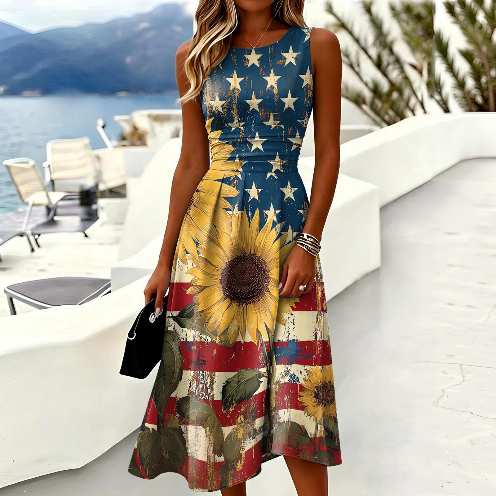 Women Sleeveless Casual Dress Round Neck Midi Dress A-Line Fit Summer Dress with Abstract Pattern Design for Daily Wear XL жовтий
Women Sleeveless Casual Dress Round Neck Midi Dress A-Line Fit Summer Dress with Abstract Pattern Design for Daily Wear XL жовтий