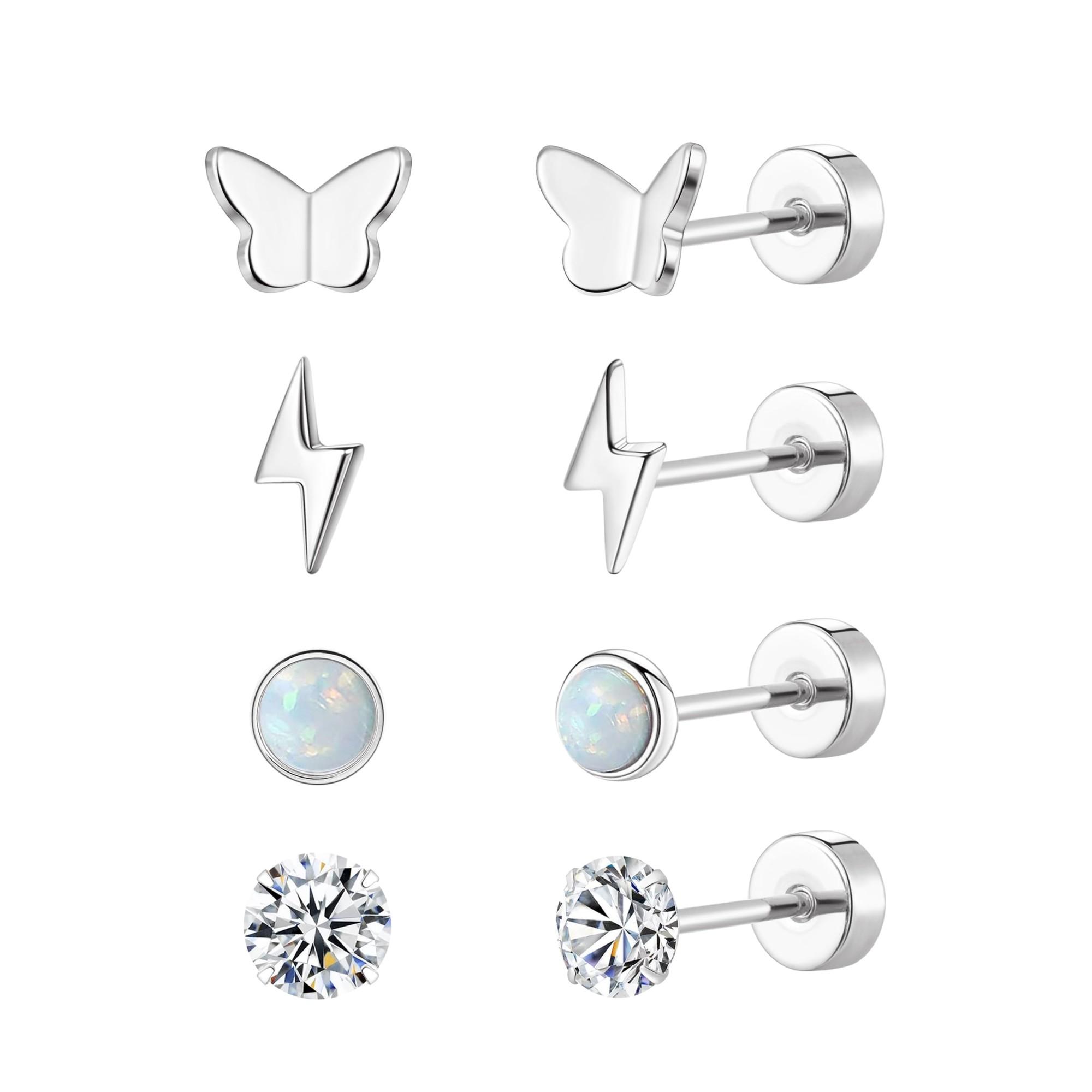 4 пары серег-гвоздиков с фианитами и опалами для женщин и мужчин, Гипоаллергенные серьги для чувствительных ушей, Серьги-гвоздики с винтовым замком для хряща
4 пары серег-гвоздиков с фианитами и опалами для женщин и мужчин, Гипоаллергенные серьги для чувствительных ушей, Серьги-гвоздики с винтовым замком для хряща