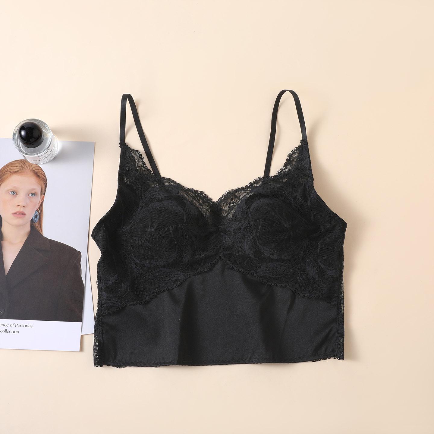 Sexy French Lace Silk Satin Camisole Bra with Chest Pads and One-Shoulder Design for Women Medium чёрный
Sexy French Lace Silk Satin Camisole Bra with Chest Pads and One-Shoulder Design for Women Medium чёрный
