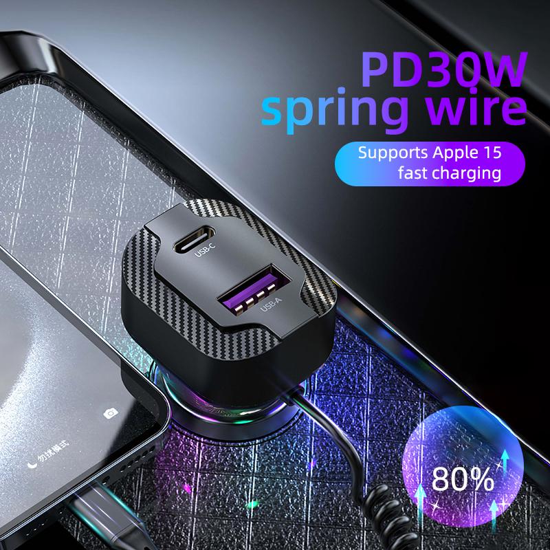 K9 QC3.0 USB+Type-C Phone Fast Charging Adapter Car Charger with PD 30W Type-C Cable
K9 QC3.0 USB+Type-C Phone Fast Charging Adapter Car Charger with PD 30W Type-C Cable