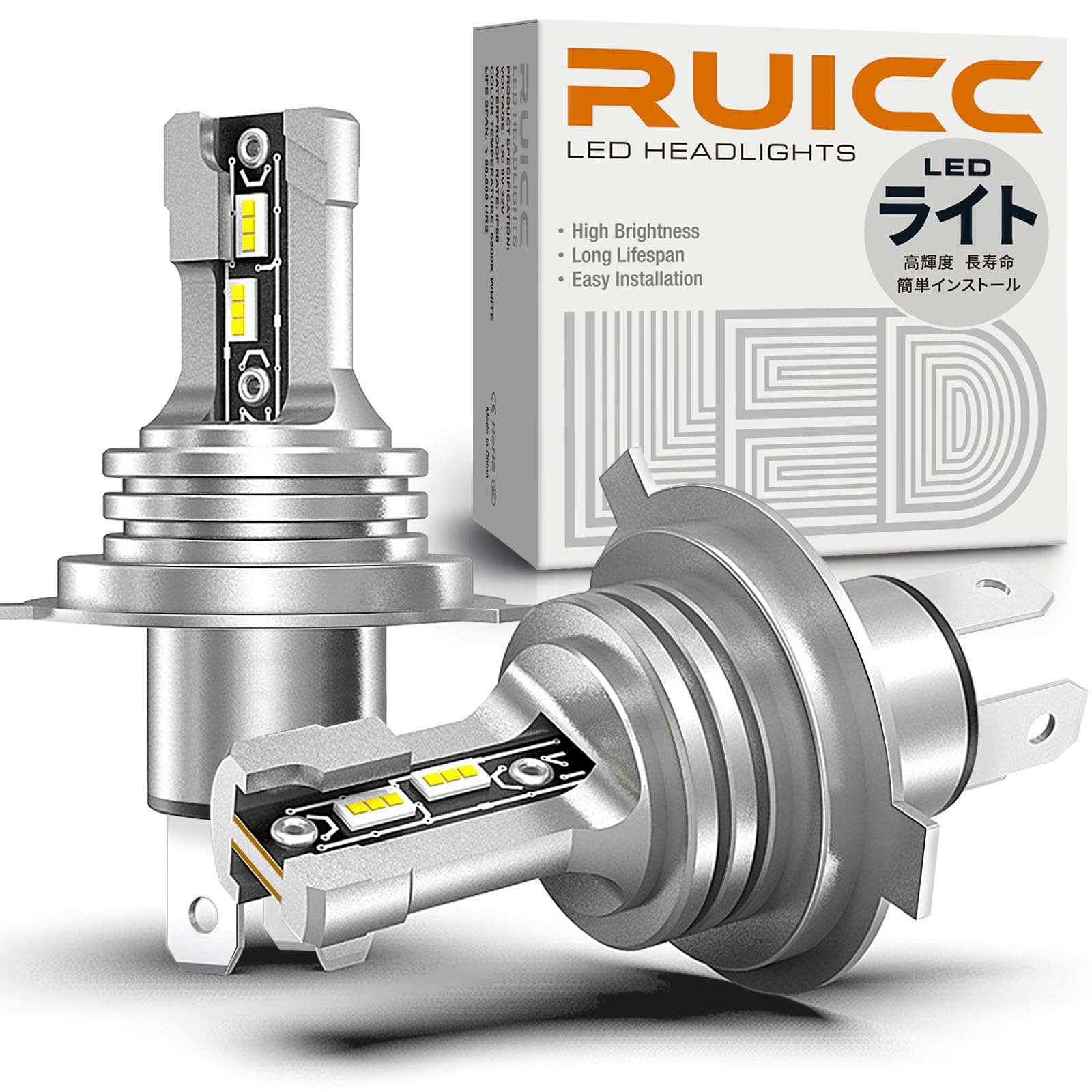 RUICC H4 LED Headlights for Super Vehicle Inspection CSP 60W x 6500K Constant Current Thermoelectric Separation Instant Truck Integrated LED Bulb of белый
RUICC H4 LED Headlights for Super Vehicle Inspection CSP 60W x 6500K Constant Current Thermoelectric Separation Instant Truck Integrated LED Bulb of белый