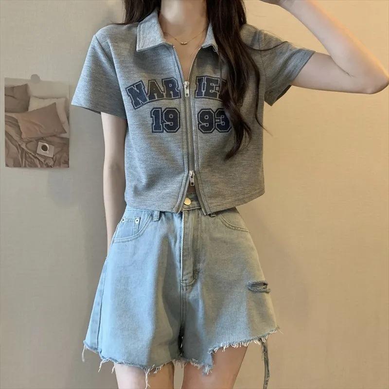 Women s Waffle Polo Collar Short-Sleeve Zipper Cardigan with Letter Print - Spring/Summer 2024 M (40-50 kg) сірий колір
Women s Waffle Polo Collar Short-Sleeve Zipper Cardigan with Letter Print - Spring/Summer 2024 M (40-50 kg) сірий колір