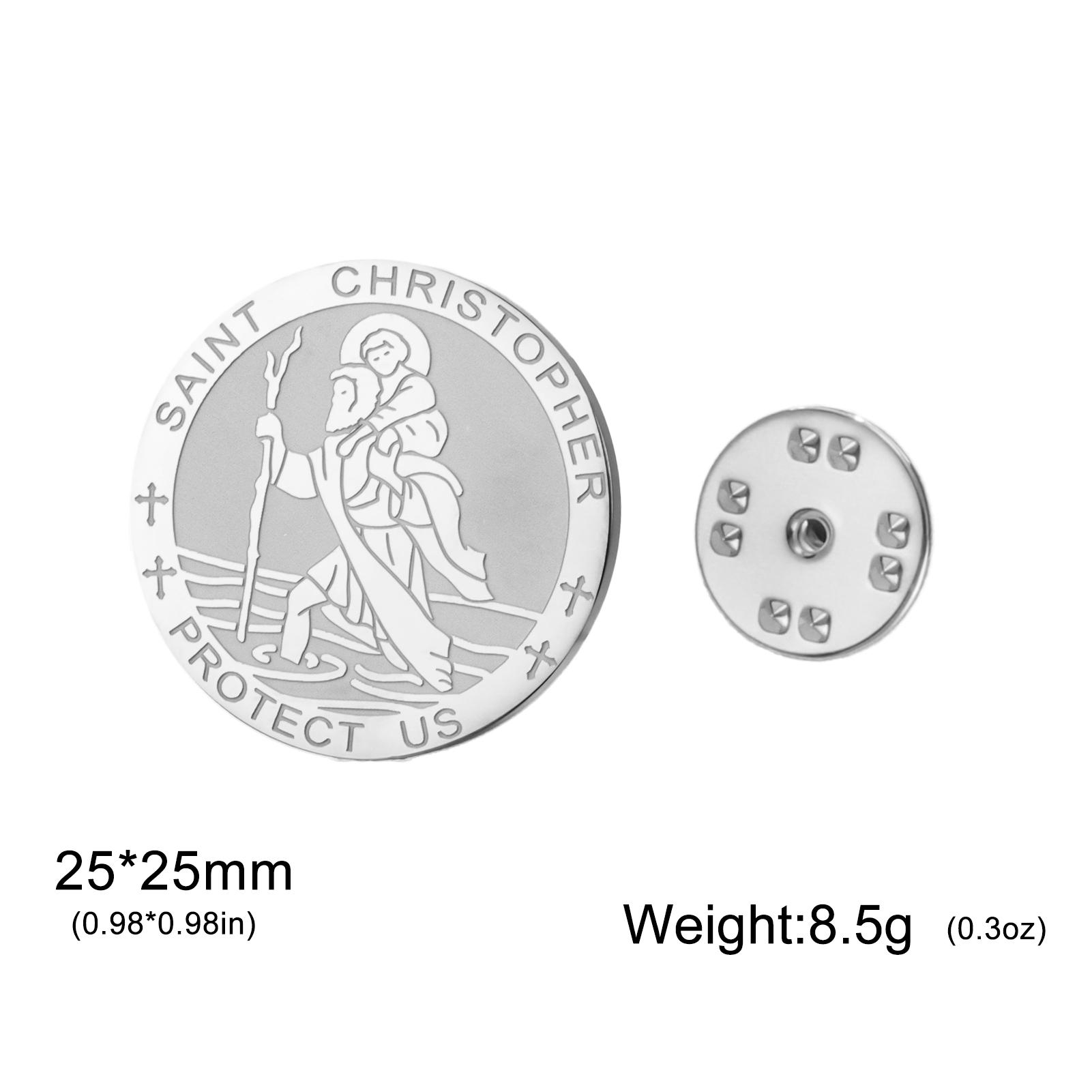 Teamer Saint Christopher Protect Us Emboss Brooch Amulet Stainless Steel Pin Brooch Fashion Jewelry Suit Clothing Accessories
Teamer Saint Christopher Protect Us Emboss Brooch Amulet Stainless Steel Pin Brooch Fashion Jewelry Suit Clothing Accessories