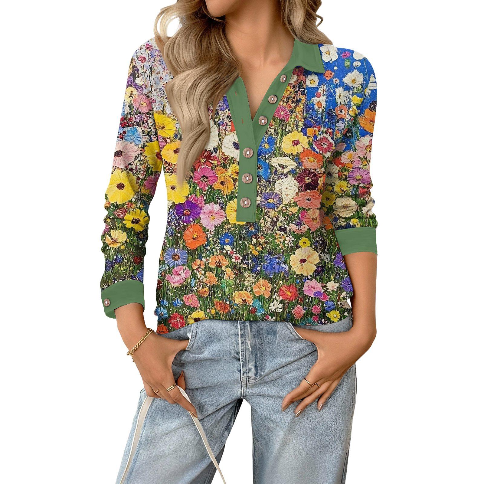 Women s relaxed V,neck long,sleeved button,down floral pullover top S зелений
Women s relaxed V,neck long,sleeved button,down floral pullover top S зелений